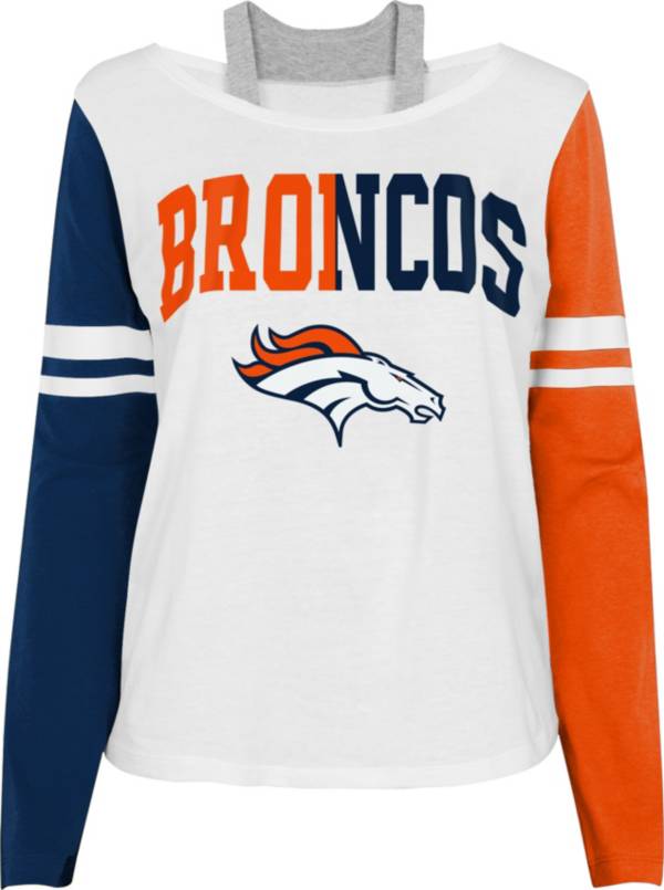NFL Team Apparel Girl's Denver Broncos White Long Sleeve T-Shirt product image