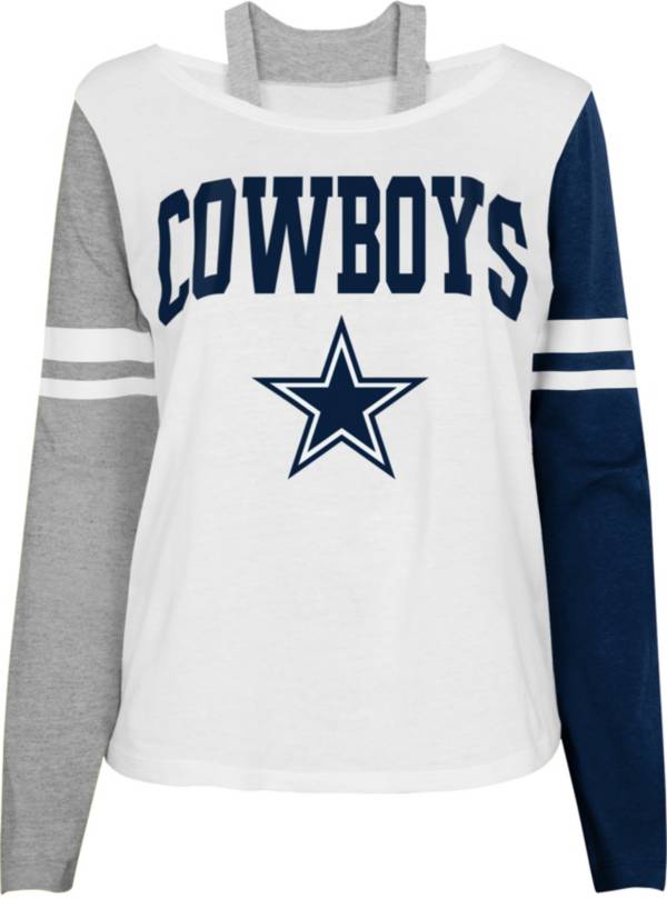 NFL Team Apparel Girl's Dallas Cowboys White Long Sleeve T-Shirt