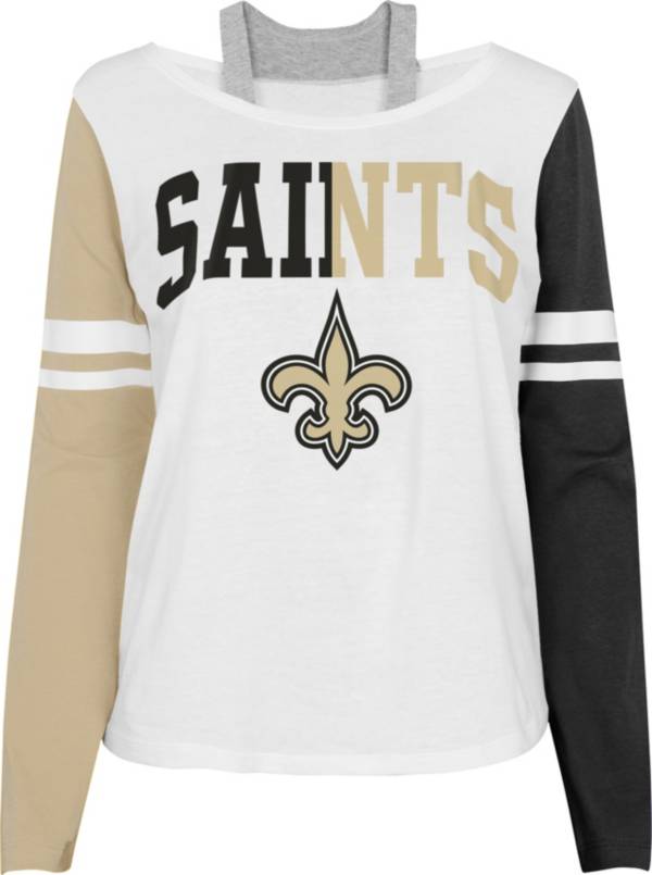 NFL Team Apparel Girl's New Orleans Saints White Long Sleeve T-Shirt product image