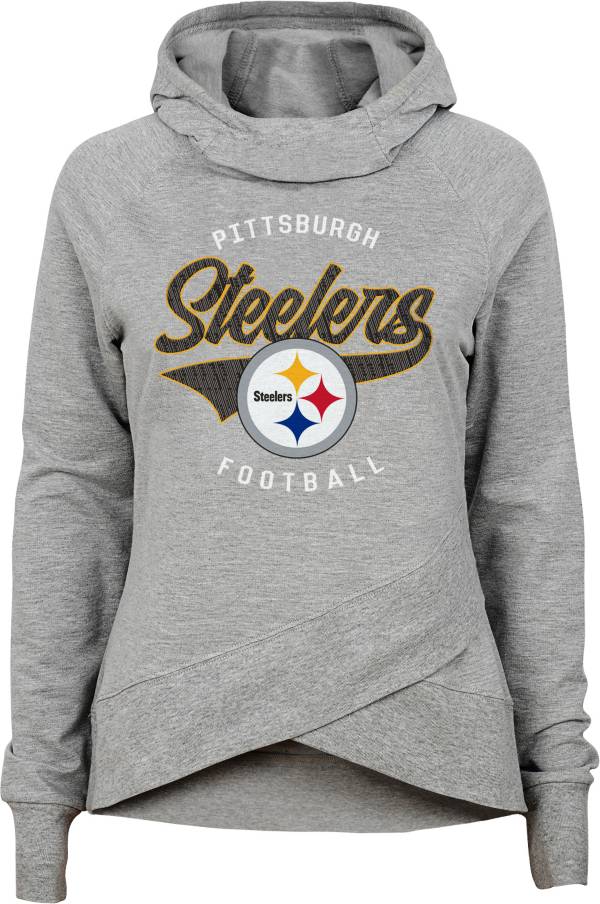 NFL Team Apparel Girls' Pittsburgh Steelers Heather Grey Pullover Hoodie product image