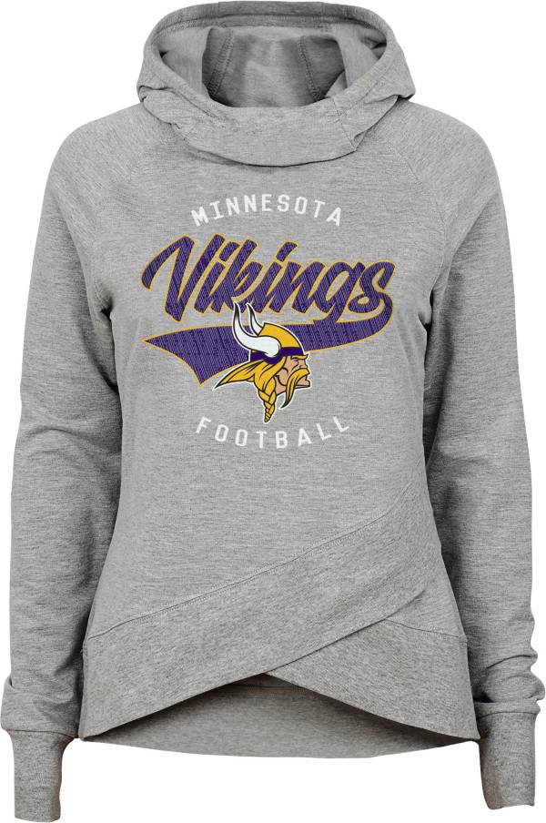 NFL Team Apparel Girls' Minnesota Vikings Heather Grey Pullover Hoodie product image
