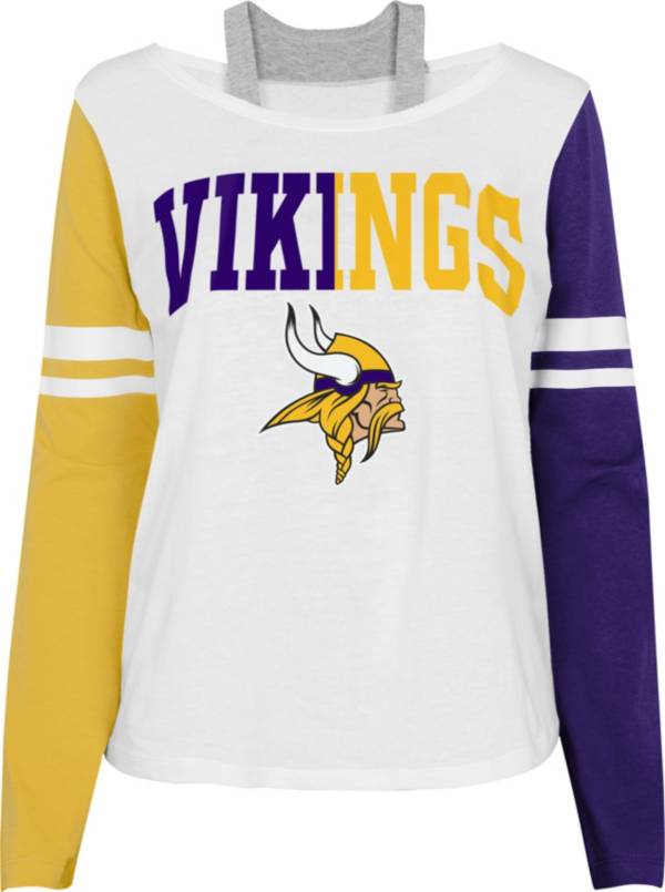 NFL Team Apparel Girl's Minnesota Vikings White Long Sleeve T-Shirt product image