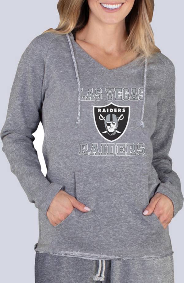 Outerstuff Girls Youth Heather Gray Las Vegas Raiders Go for It Funnel Neck Raglan Pullover Hoodie Size: Small