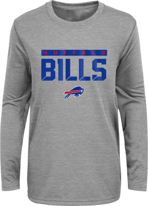 NFL Team Apparel Youth Buffalo Bills Charcoal Grey Heather Training Camp Long Sleeve Shirt