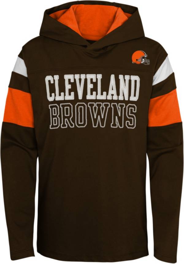 NFL Team Apparel Youth Cleveland Browns Brown Glory Days Pullover Hoodie