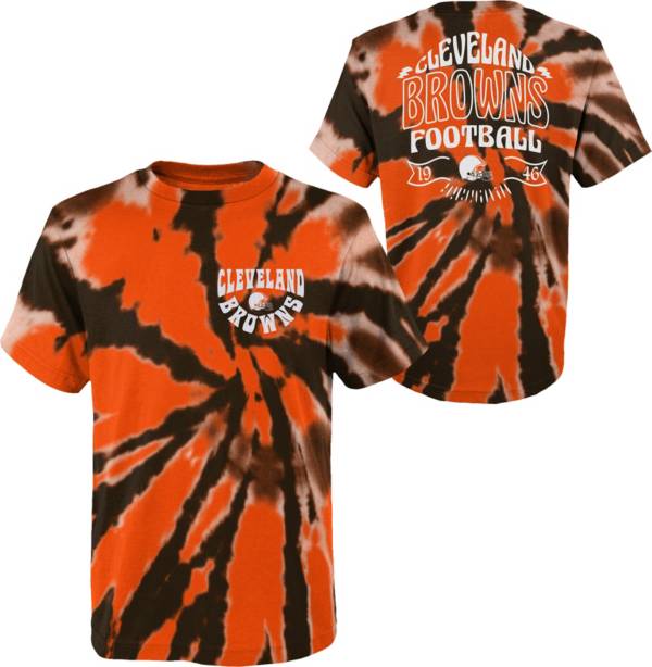 NFL Team Apparel Youth Cleveland Browns Pennant Tie Dye T-Shirt