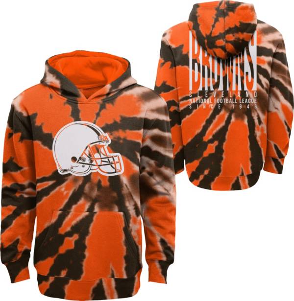 NFL Team Apparel Youth Cleveland Browns Statement Tie Dye Hoodie