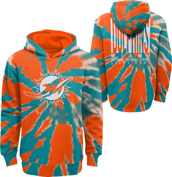 NFL Team Apparel Youth Miami Dolphins Statement Tie Dye Hoodie