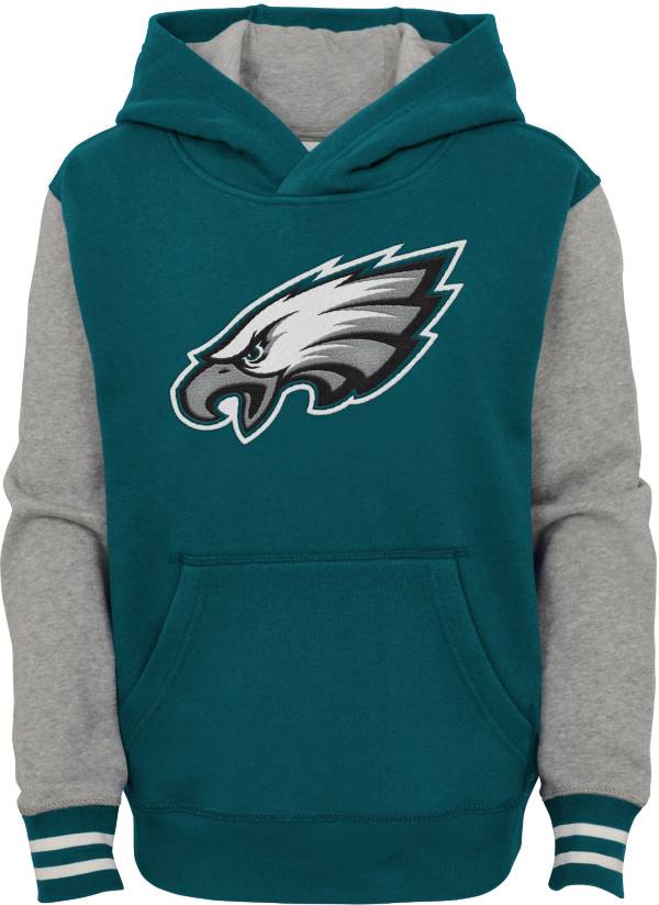 NFL Team Apparel Youth Philadelphia Eagles Green Heritage Pullover Hoodie