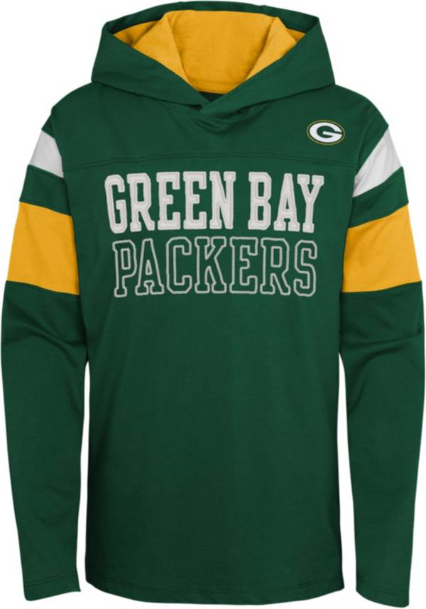 NFL Team Apparel Youth Green Bay Packers Green Glory Days Pullover Hoodie