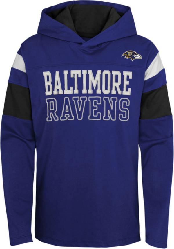 NFL Team Apparel Youth Baltimore Ravens Purple Glory Days Pullover Hoodie