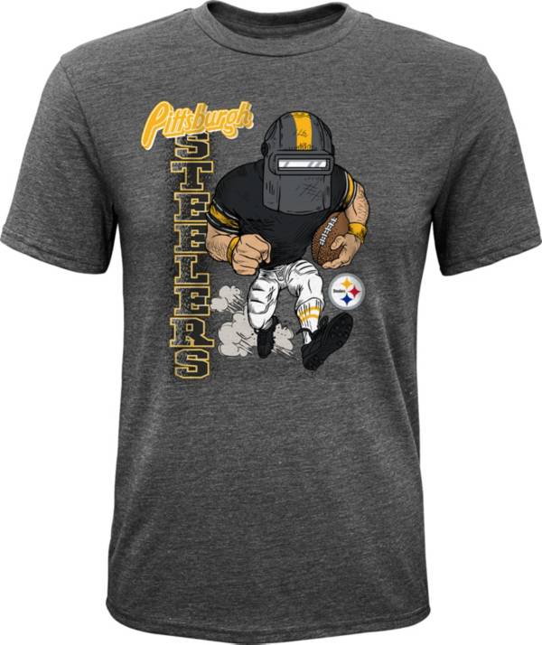 NFL Team Apparel Youth Pittsburgh Steelers Dark Grey Heather Bust Loose T-Shirt product image