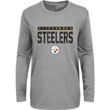 sorry, NFL Team Apparel Youth Pittsburgh Steelers Charcoal Grey Heather Training Camp Long Sleeve Shirt is currently out of stock