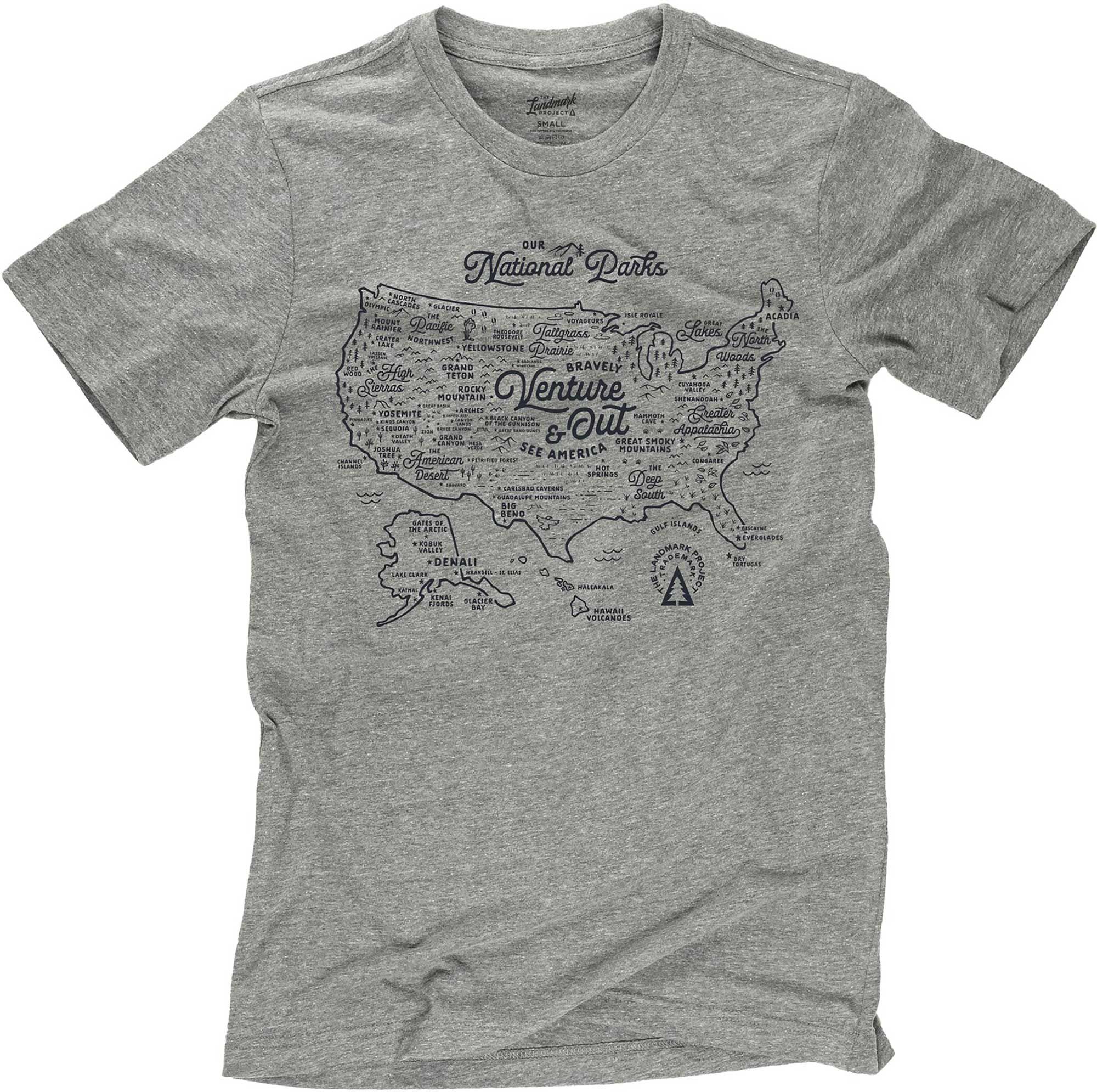 The Landmark Project Adult National Parks Map Short Sleeve Graphic T-Shirt product image