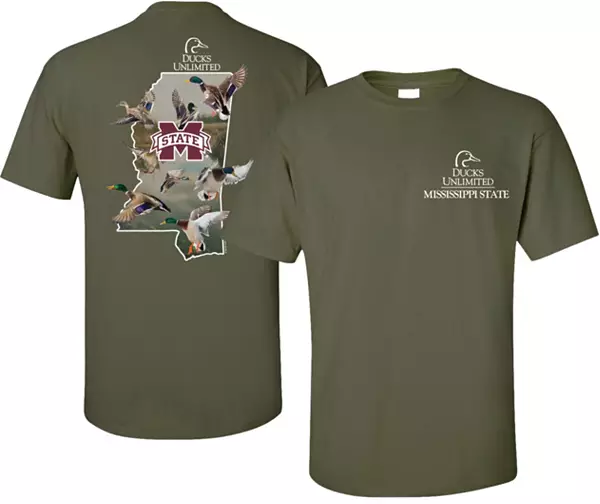 New World Graphics Men's Mississippi State Bulldogs Green Ducks Unlimited  Graphic T-Shirt