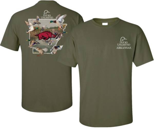 New World Graphics Men's Arkansas Razorbacks Green Ducks Unlimited Graphic T-Shirt product image