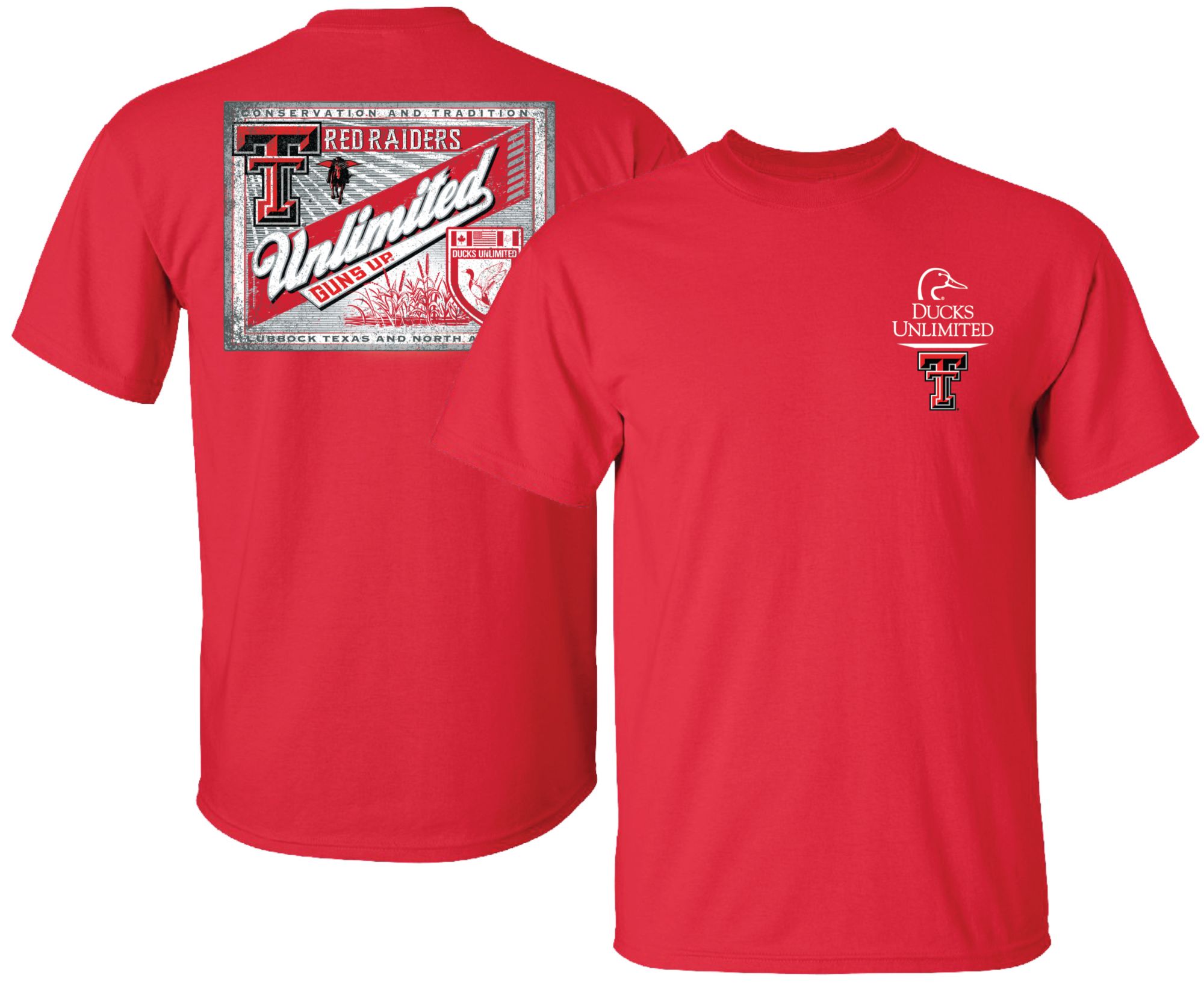 New World Graphics Men's Texas Tech Red Raiders Ducks Unlimited Label T-Shirt