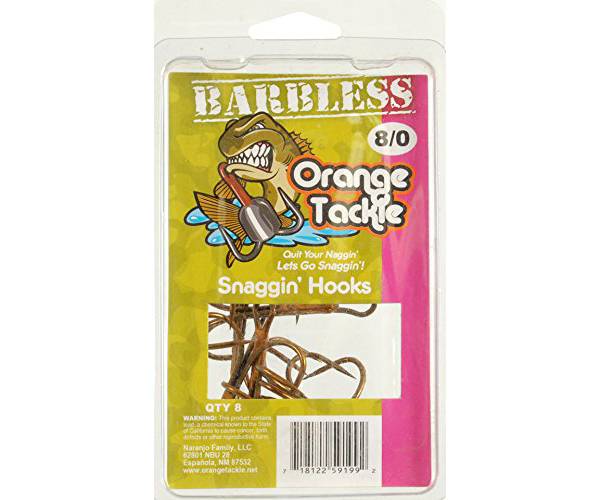 Orange Tackle Barbless Fishing Treble Snag Hook