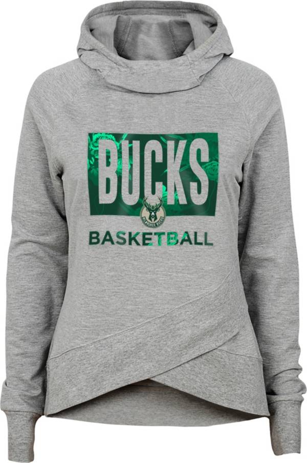 Outerstuff Girls' Milwaukee Bucks Grey Funnel Neck Sweatshirt