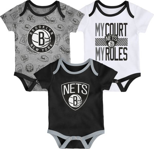 Outerstuff Newborn Brooklyn Nets Grey 3-Piece Onesie Set product image