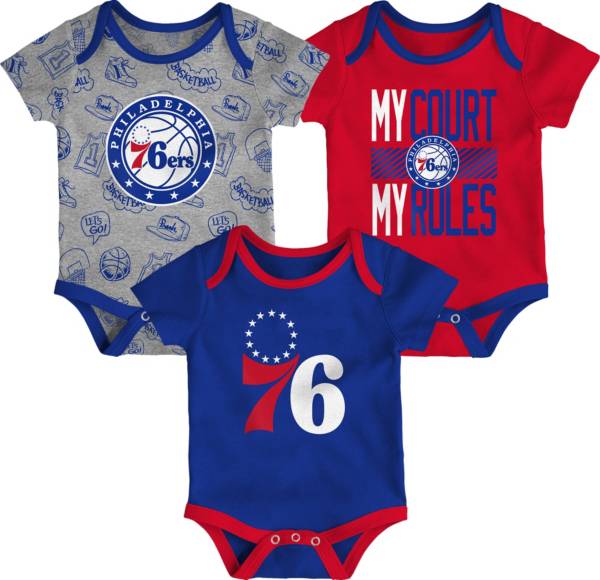 Outerstuff Newborn Philadelphia 76ers Blue 3-Piece Onesie Set