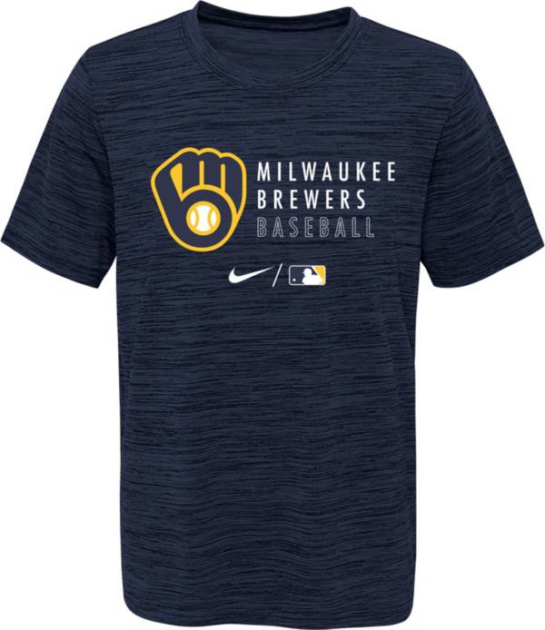 Outerstuff Youth Milwaukee Brewers Velocity Navy Practice T-Shirt
