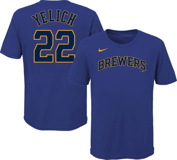 Nike Youth Milwaukee Brewers Christian Yelich #22 Blue Cool Base Jersey