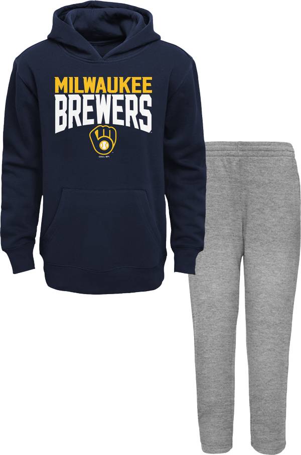 MLB Team Apparel Youth Milwaukee Brewers Navy Fan Fare Fleece Set product image