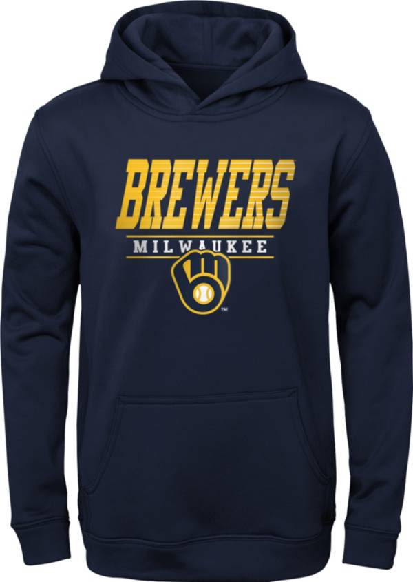 MLB Team Apparel Youth Milwaukee Brewers Navy Winstreak Pullover Hoodie
