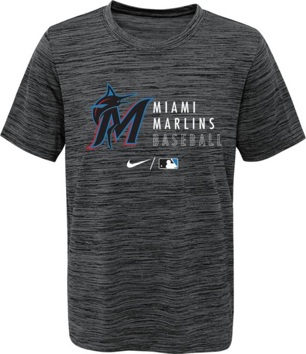 Nike Youth Miami Marlins Heathered Black Velocity Practice Performance T-Shirt