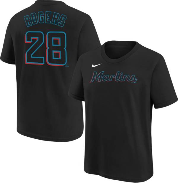 Nike Youth Miami Marlins Trevor Rogers #28 Black T-Shirt