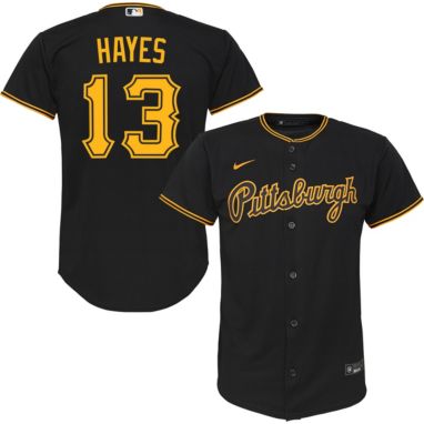 sorry, Nike Youth Replica Pittsburgh Pirates Ke'Bryan Hayes #13 Cool Base Black Jersey is currently out of stock