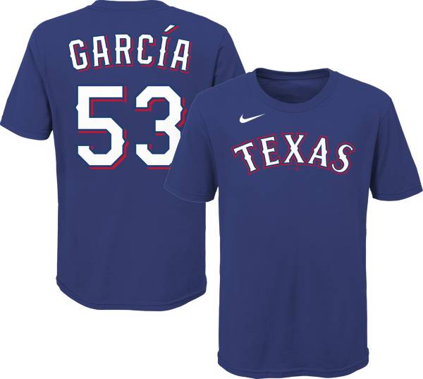 Nike Youth Texas Rangers Adolis García #53 Blue Cool Base Jersey