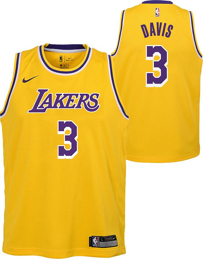 Nike Youth Los Angeles Lakers Anthony Davis #3 Yellow Dri-FIT