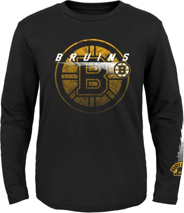 NHL Youth Boston Bruins Black Corked Ice Long Sleeve T-Shirt product image