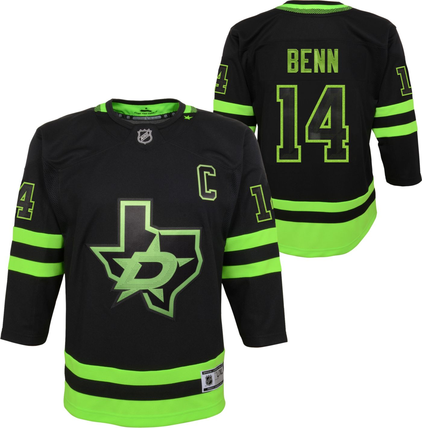 NHL Youth Dallas Stars Jamie Benn 14 Alternate Premier Jersey L XL