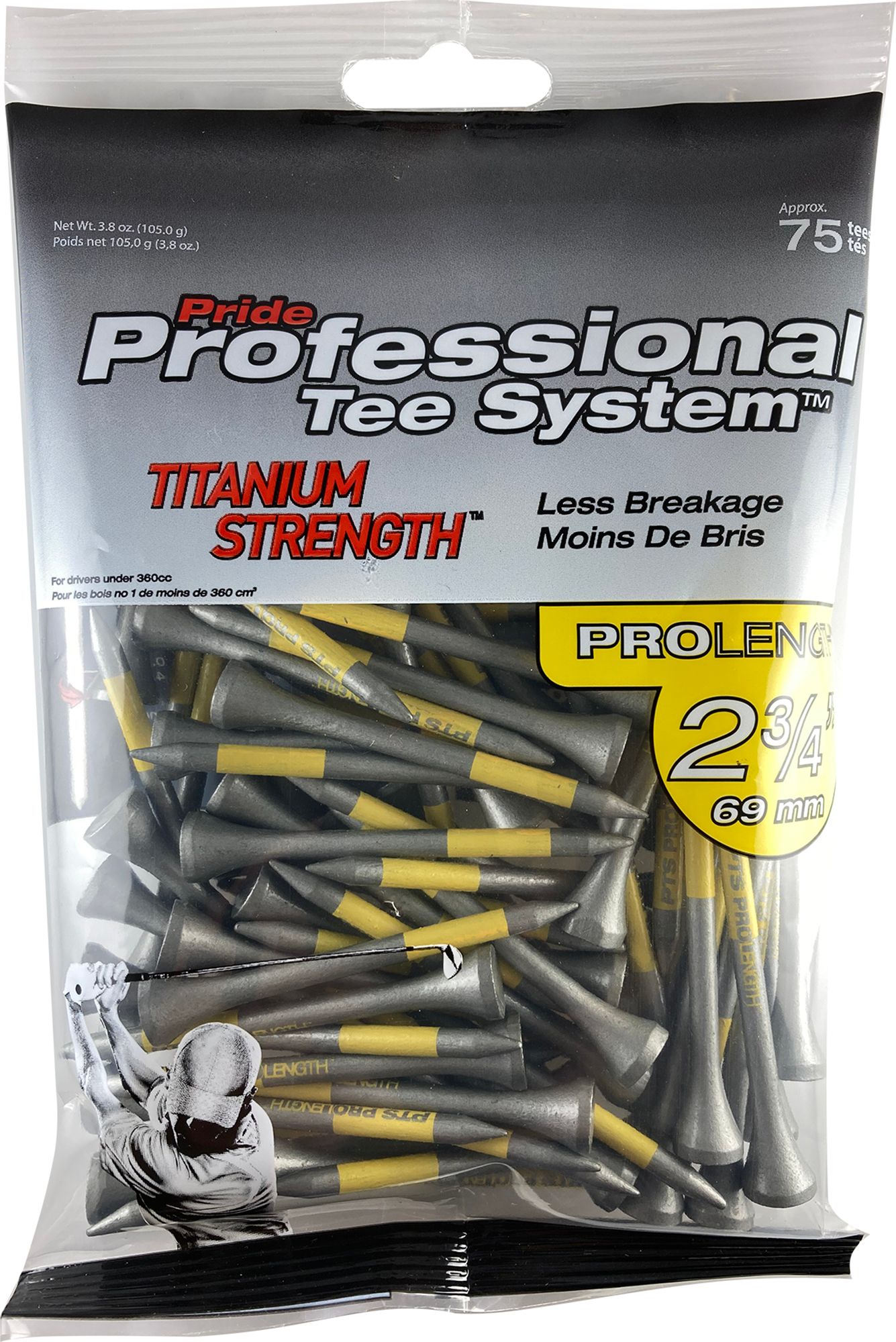 Pride PTS 2.75" Black Titanium Strength Wood Golf Tees - 75 Pack product image