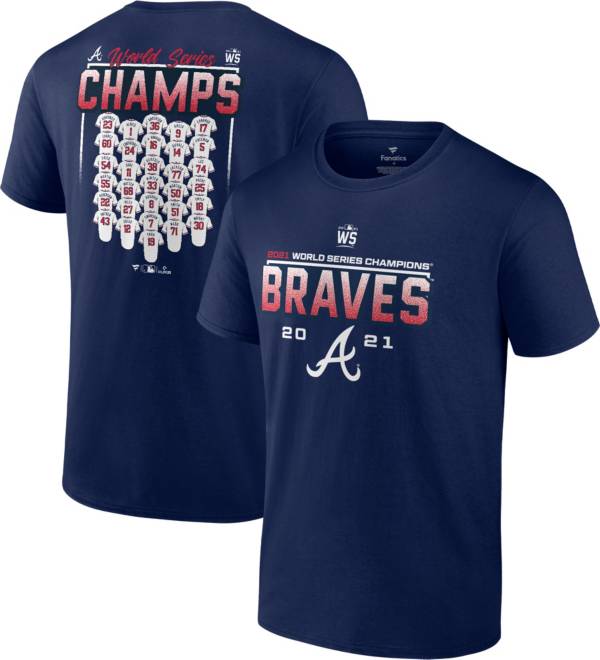 MLB 2021 World Series Champions Atlanta Braves Milestone Jersey Roster T-Shirt