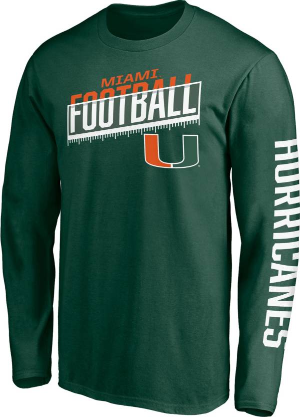 NCAA Men's Miami Hurricanes Green Long Sleeve Football T-Shirt product image