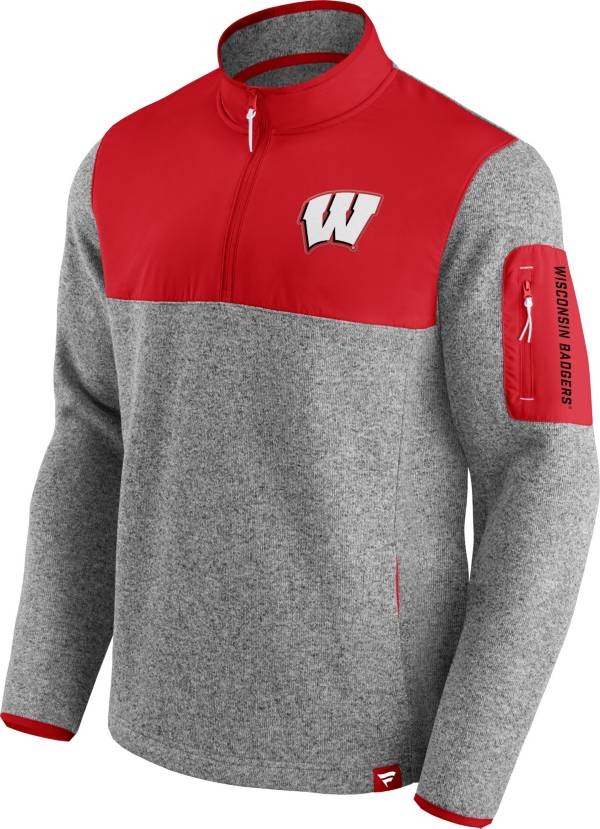 NCAA Men's Wisconsin Badgers Grey Block Party Quarter-Zip Pullover Shirt