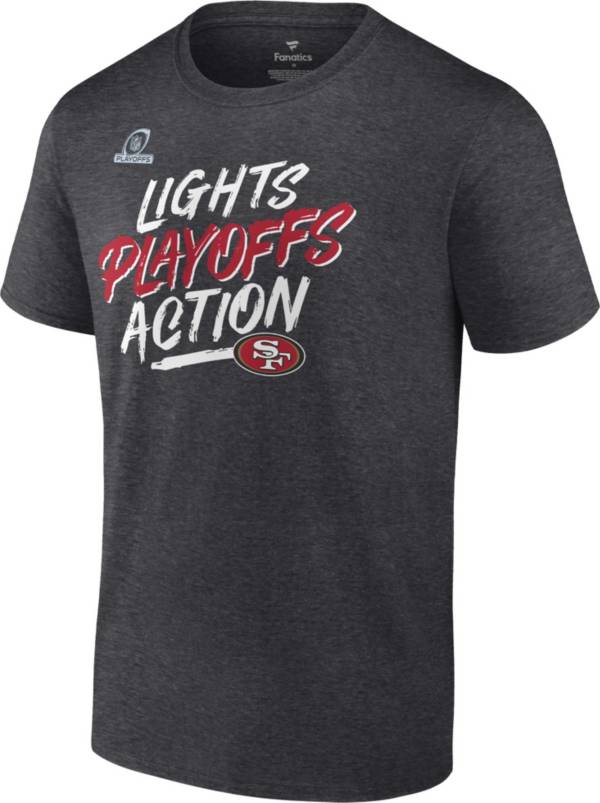 NFL Men's San Francisco 49ers 2021 Lights Playoffs Action Charcoal Heather T-Shirt product image