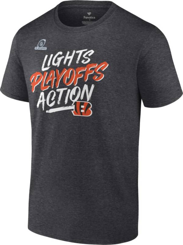 NFL Men's Cincinnati Bengals 2021 Lights Playoffs Action Charcoal Heather T-Shirt