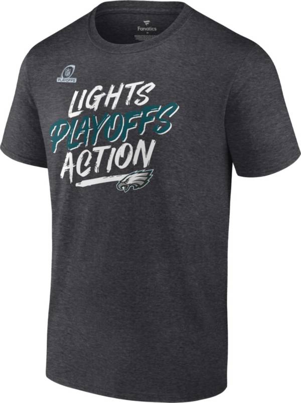 NFL Men's Philadelphia Eagles 2021 Lights Playoffs Action Charcoal Heather T-Shirt product image