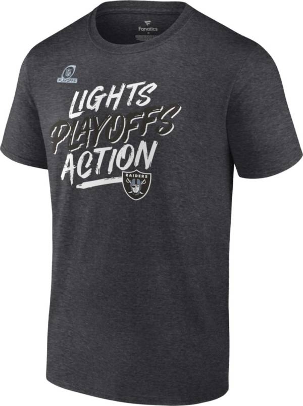 NFL Men's Las Vegas Raiders 2021 Lights Playoffs Action Charcoal Heather T-Shirt