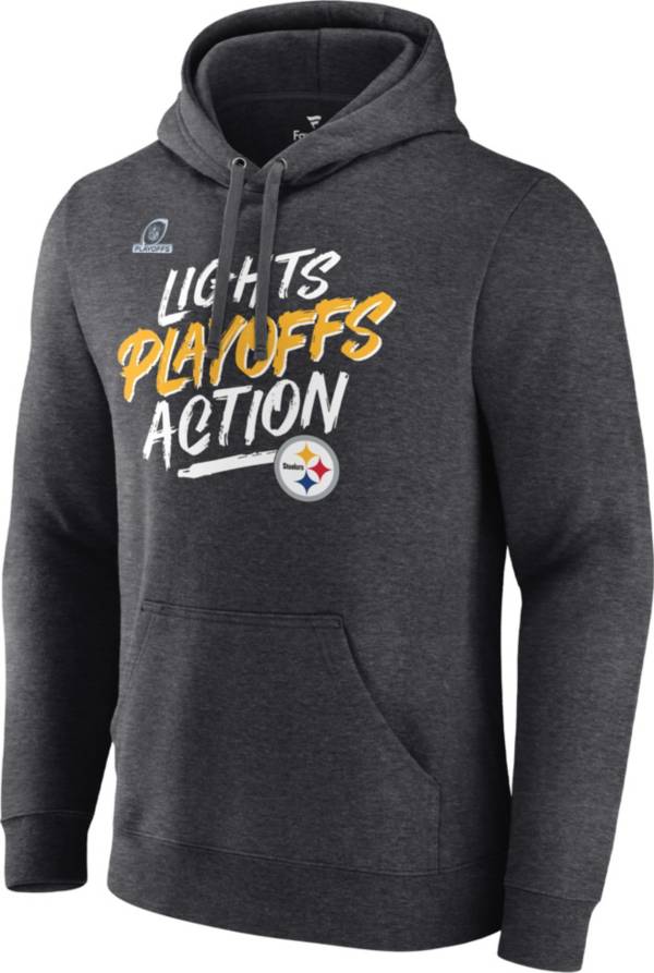 NFL Men's Pittsburgh Steelers 2021 Lights Playoffs Action Charcoal Heather Hoodie product image