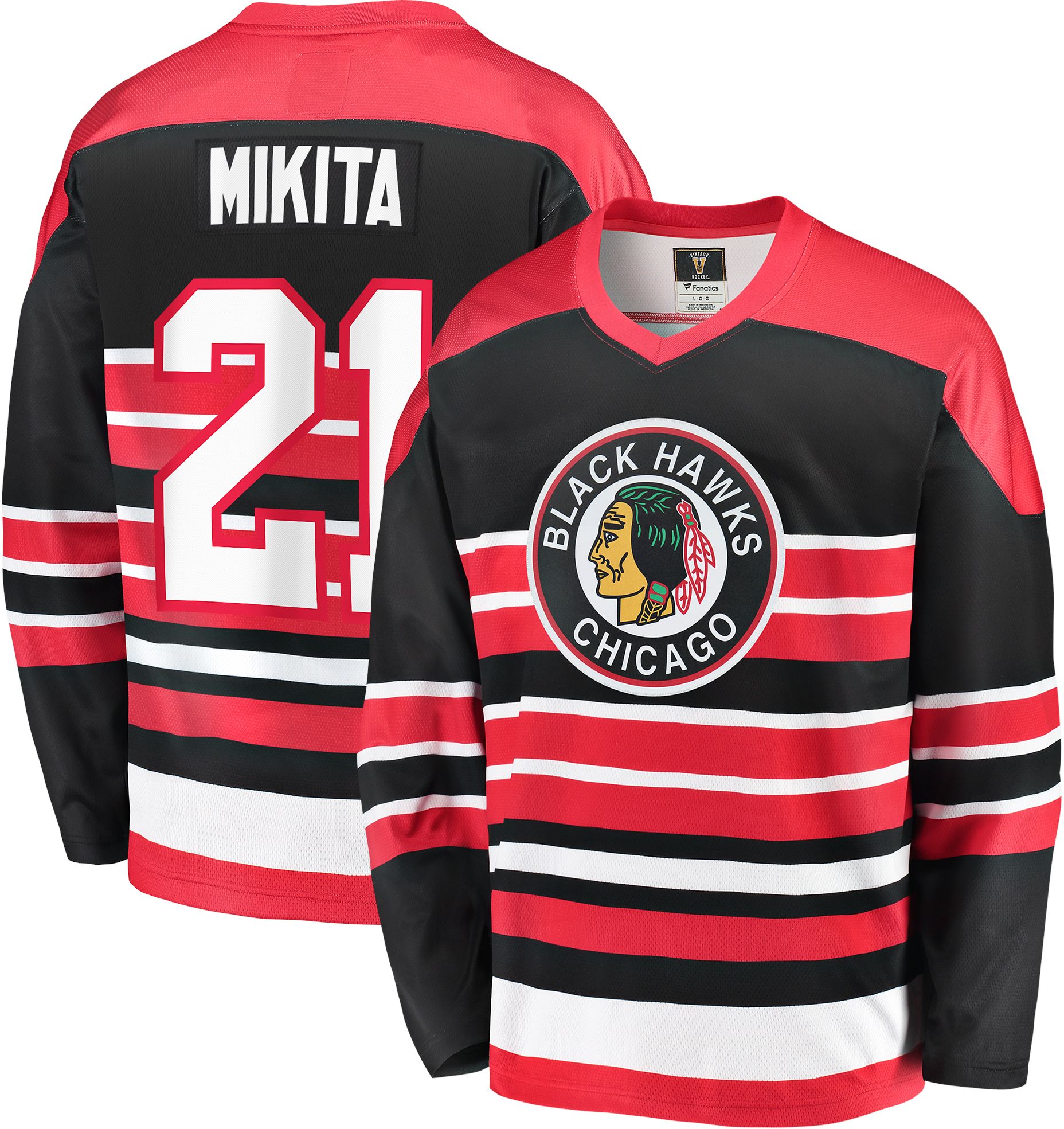 Chicago Blackhawks No21 Stan Mikita Red Home USA Flag Stitched Jersey