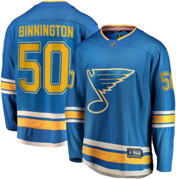 ST. LOUIS BLUES KIDS PREMIER REVERSE RETRO BINNINGTON 50 JERSEY