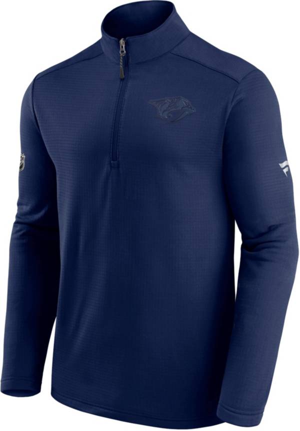 NHL Nashville Predators Authentic Pro Travel and Training Navy Quarter-Zip Pullover Shirt