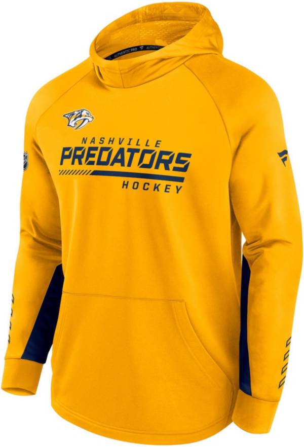 NHL Nashville Predators Authentic Pro Locker Room Yellow Pullover Hoodie