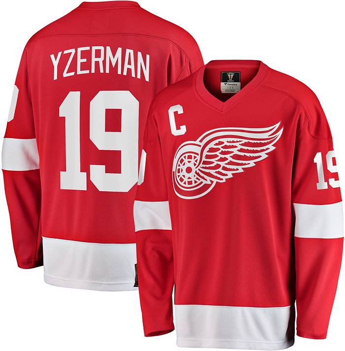Vintage Red Wings Steve Yzerman 19 Red and White Hockey Jersey